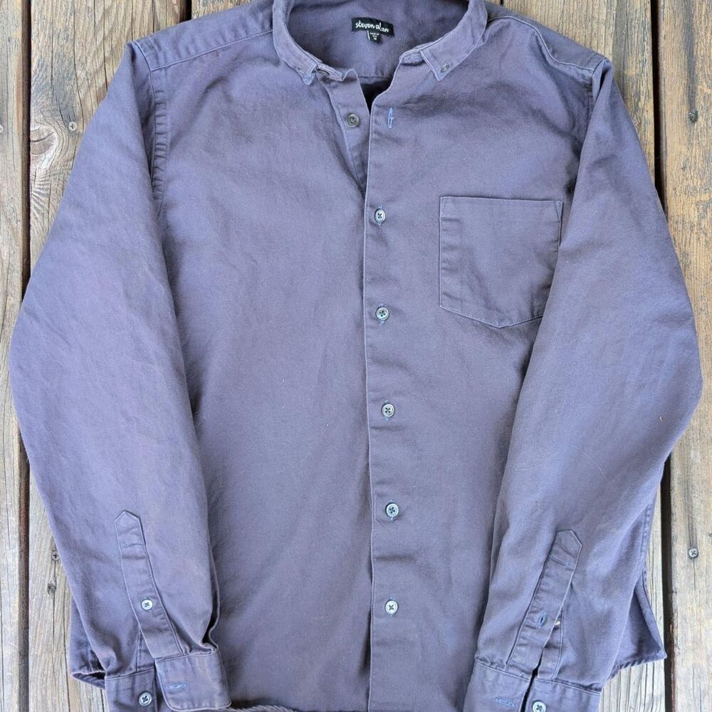 Steven Alan Men's Anthracite Single Stitch Button-Down Shirt